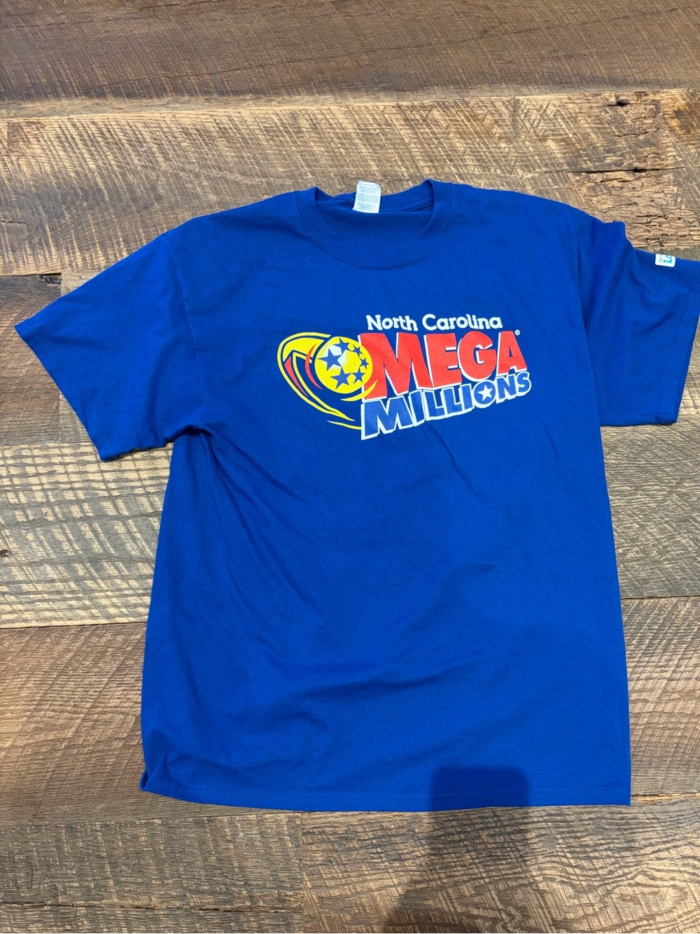 North Carolina Mega Millions Graphic Tee Size Large Blue Lottery T Shirt